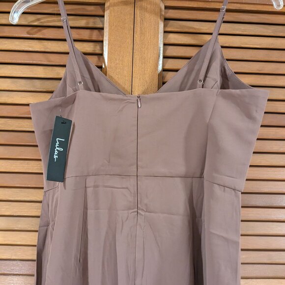NWT LULUS Midi Dress Size Medium Mauve Purple Spaghetti Sheath Classy Cocktail - Picture 7 of 9